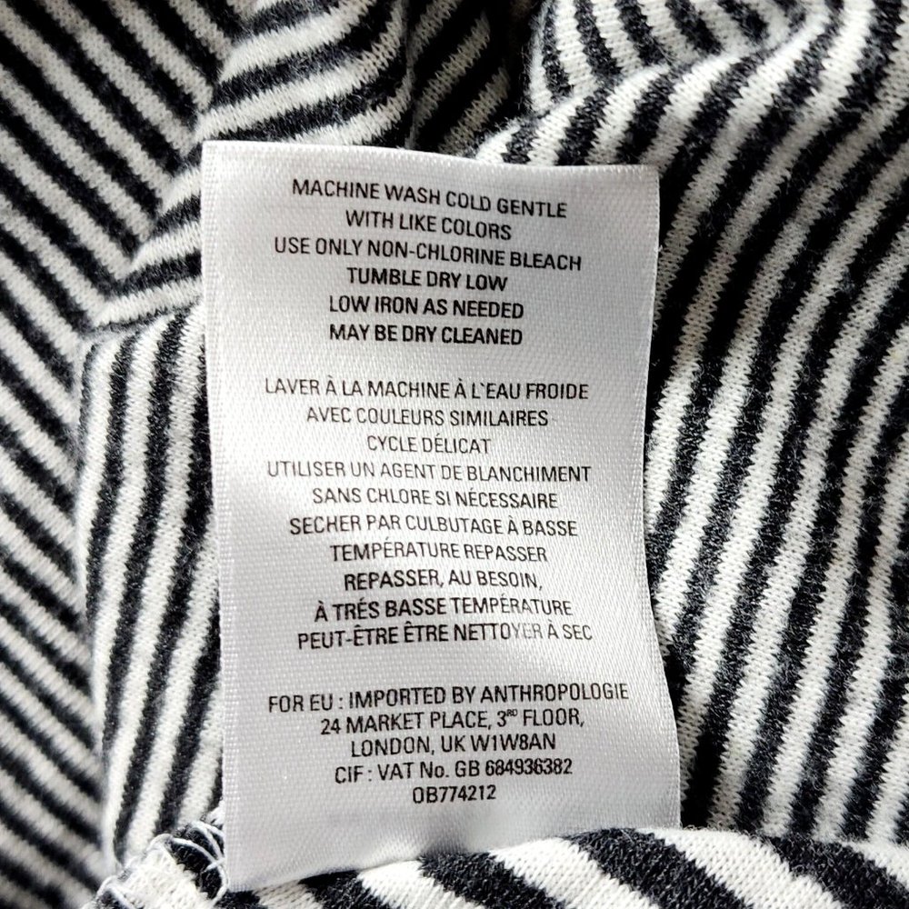 Maeve Anthropologie Cowl Neck Tunic Top Black White Stripe - Picture 6 of 6